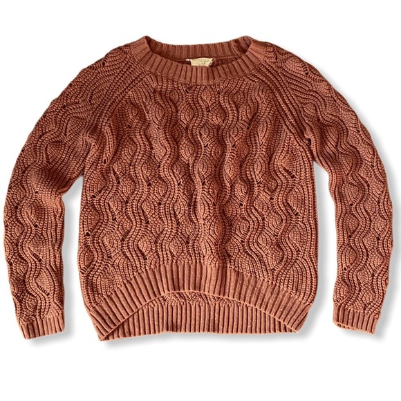 Urban Outfitters Coincidence & Chance Cable Knit Sweater Small Clay/Rust Brown - Picture 3 of 8